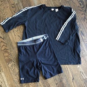 EUC Set Levis cotton metallic stripe tee/UA short
